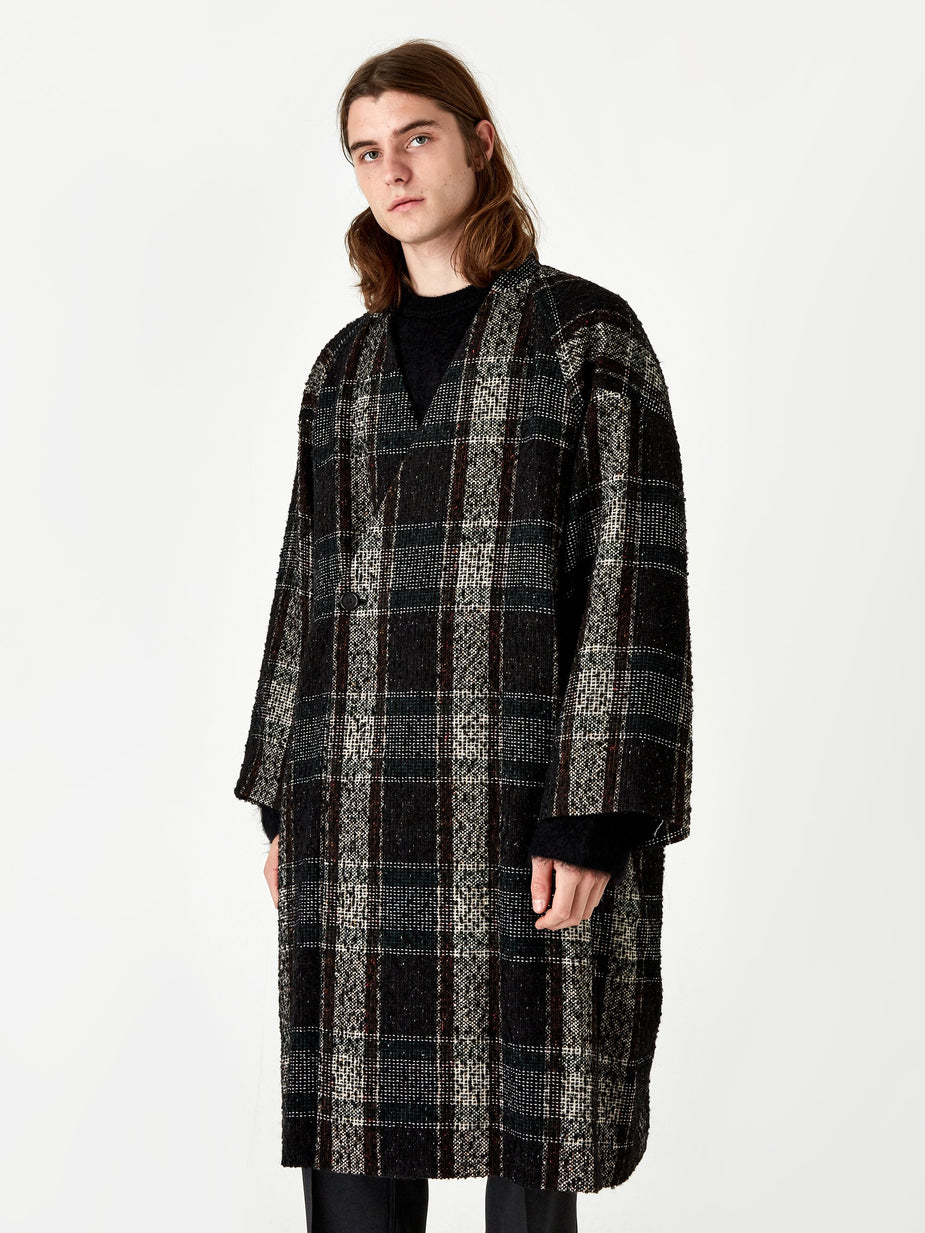 Sasquatchfabrix. Sasquatchfabrix Tweed Oriental Wrap Coat - Black/Beige Check - Black