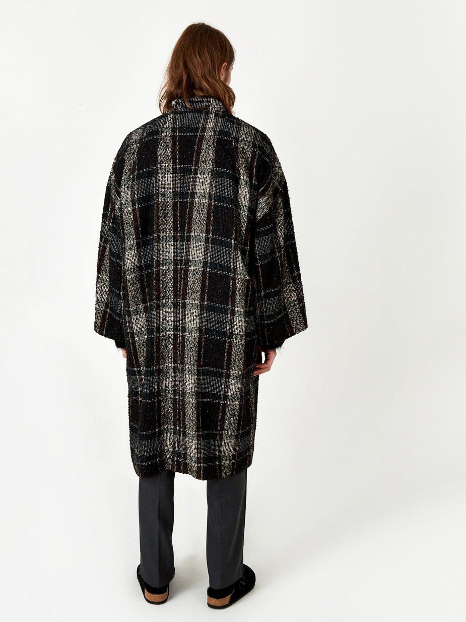 Sasquatchfabrix. Sasquatchfabrix Tweed Oriental Wrap Coat - Black/Beige Check - Black