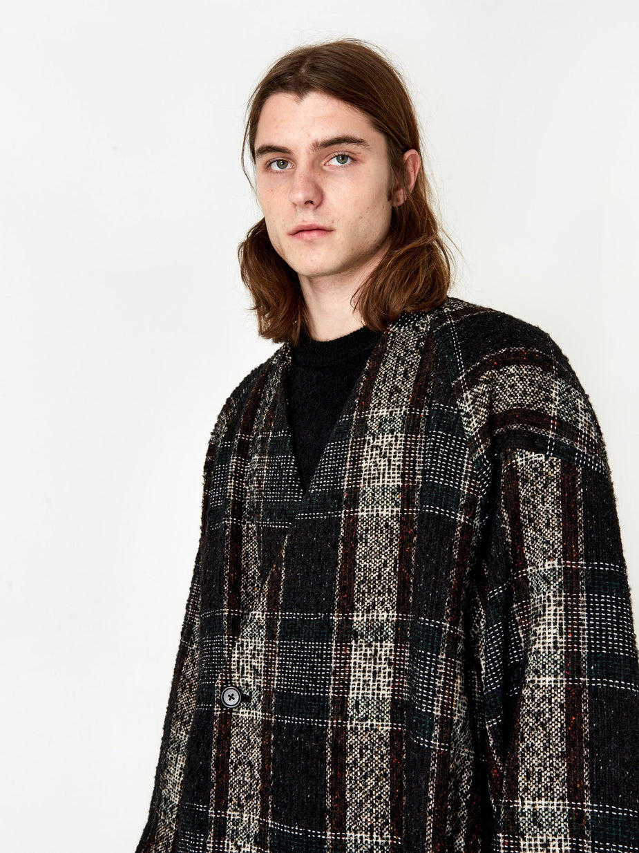 Sasquatchfabrix. Sasquatchfabrix Tweed Oriental Wrap Coat - Black/Beige Check - Black