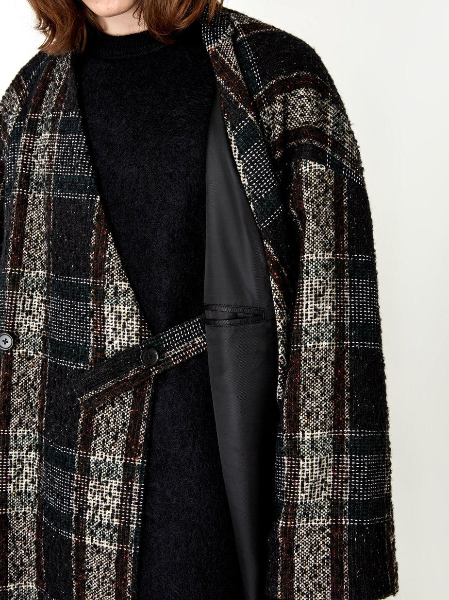 Sasquatchfabrix. Sasquatchfabrix Tweed Oriental Wrap Coat - Black/Beige Check - Black