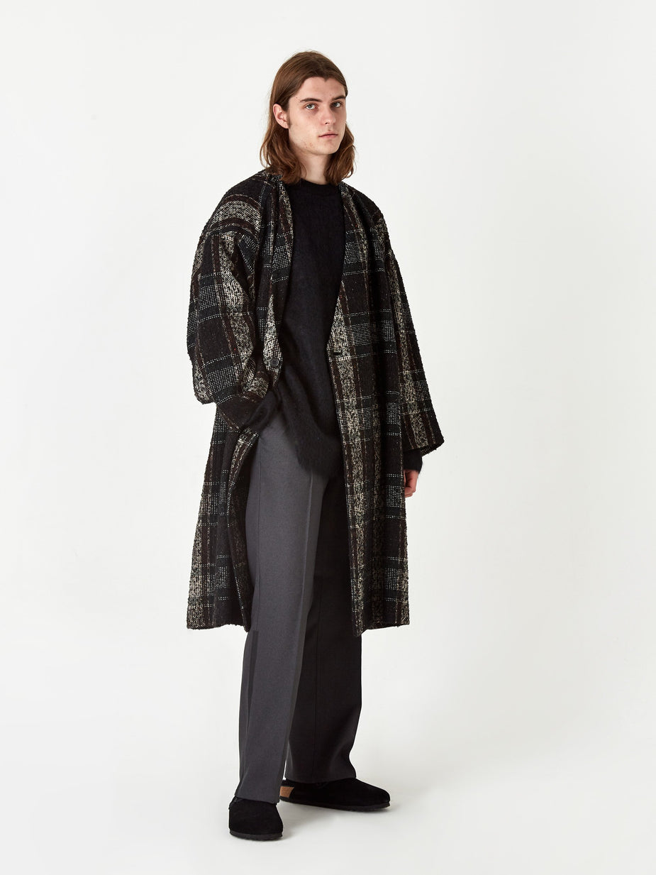 Sasquatchfabrix. Sasquatchfabrix Tweed Oriental Wrap Coat - Black/Beige Check - Black