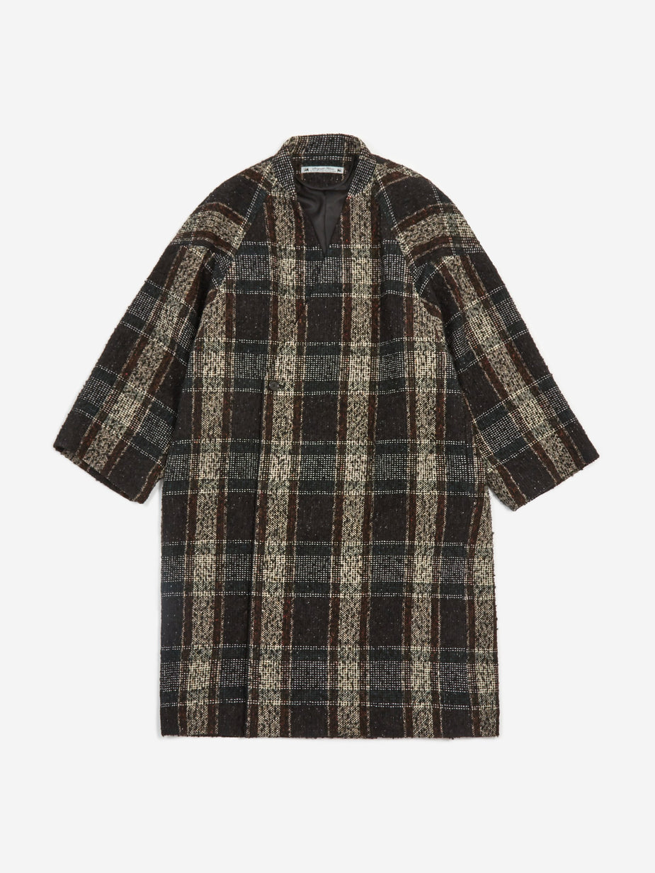 Sasquatchfabrix. Sasquatchfabrix Tweed Oriental Wrap Coat - Black/Beige Check - Black