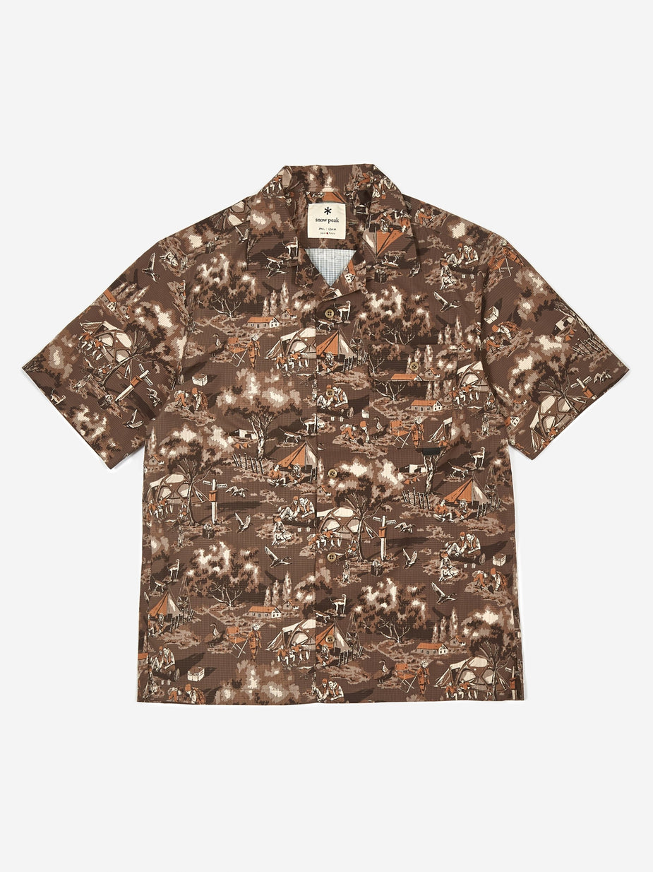 Snow Peak Snow Peak Printed Quick Dry Aloha Shirt - Olive - Green