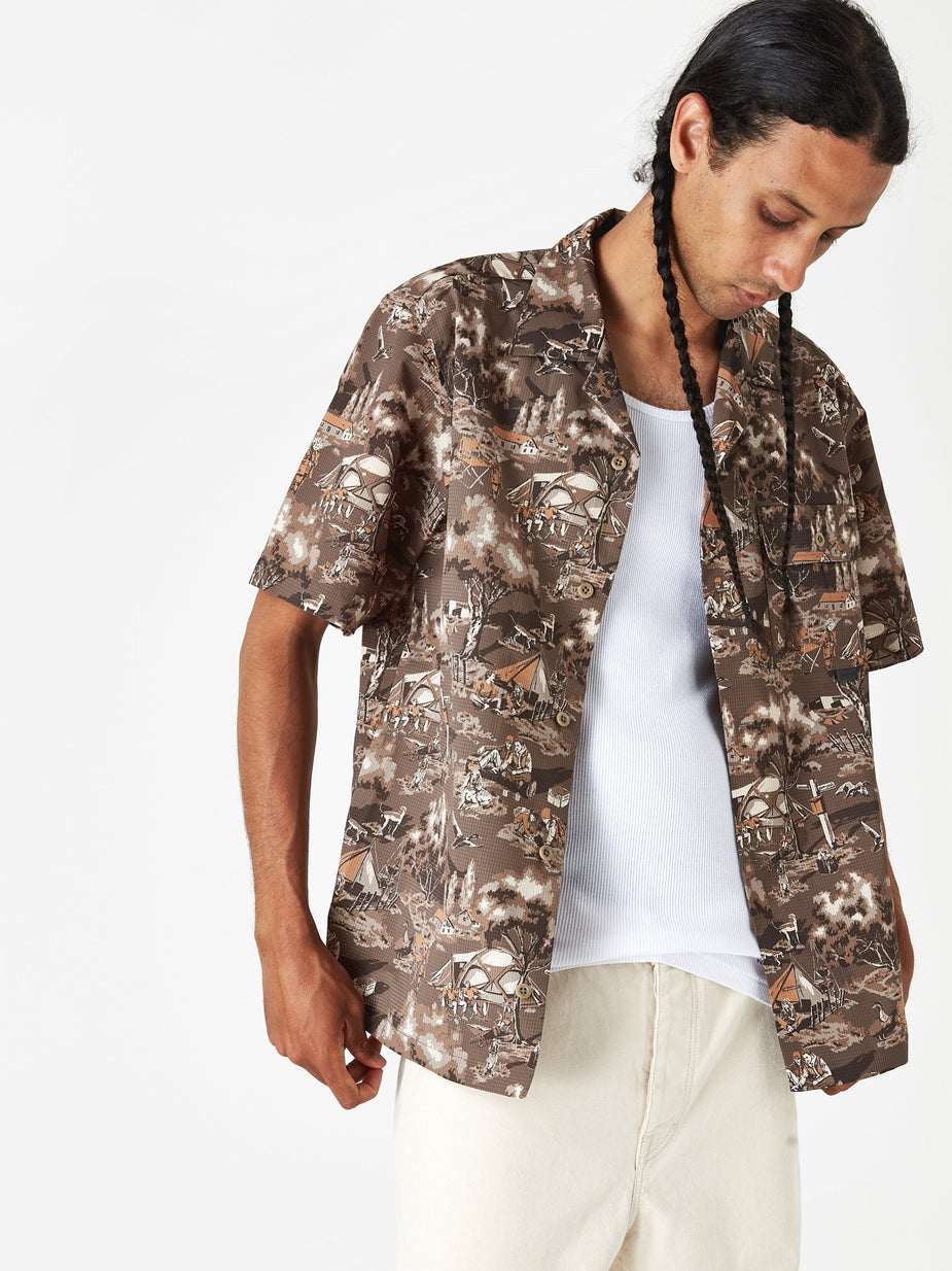 Snow Peak Snow Peak Printed Quick Dry Aloha Shirt - Olive - Green