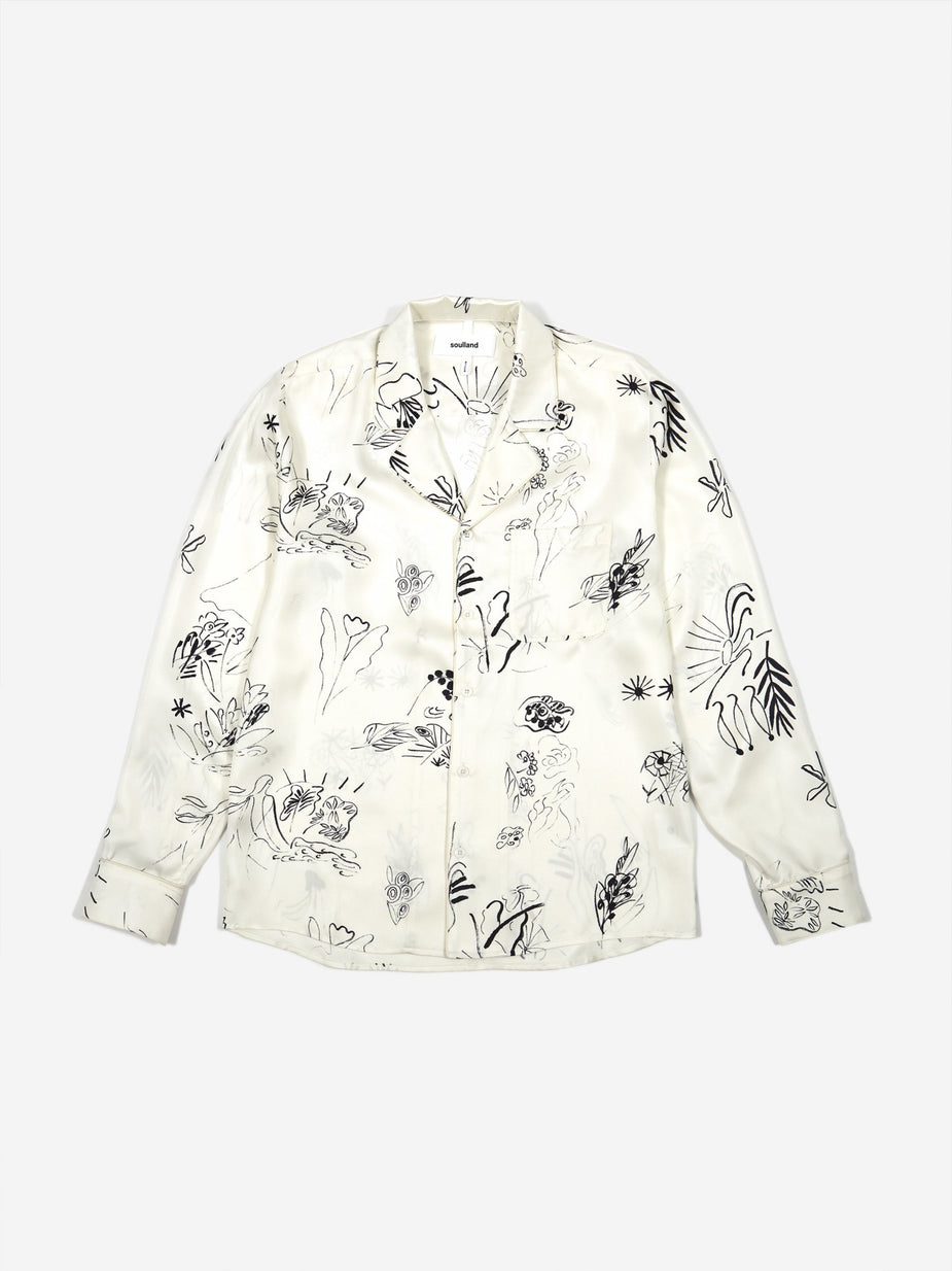 Soulland Soulland Richman Silk Longsleeve Shirt - White Multi - White