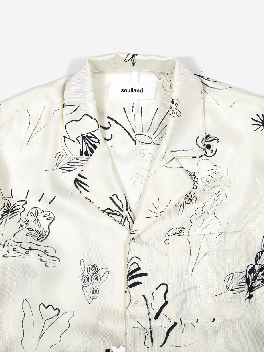 Soulland Soulland Richman Silk Longsleeve Shirt - White Multi - White
