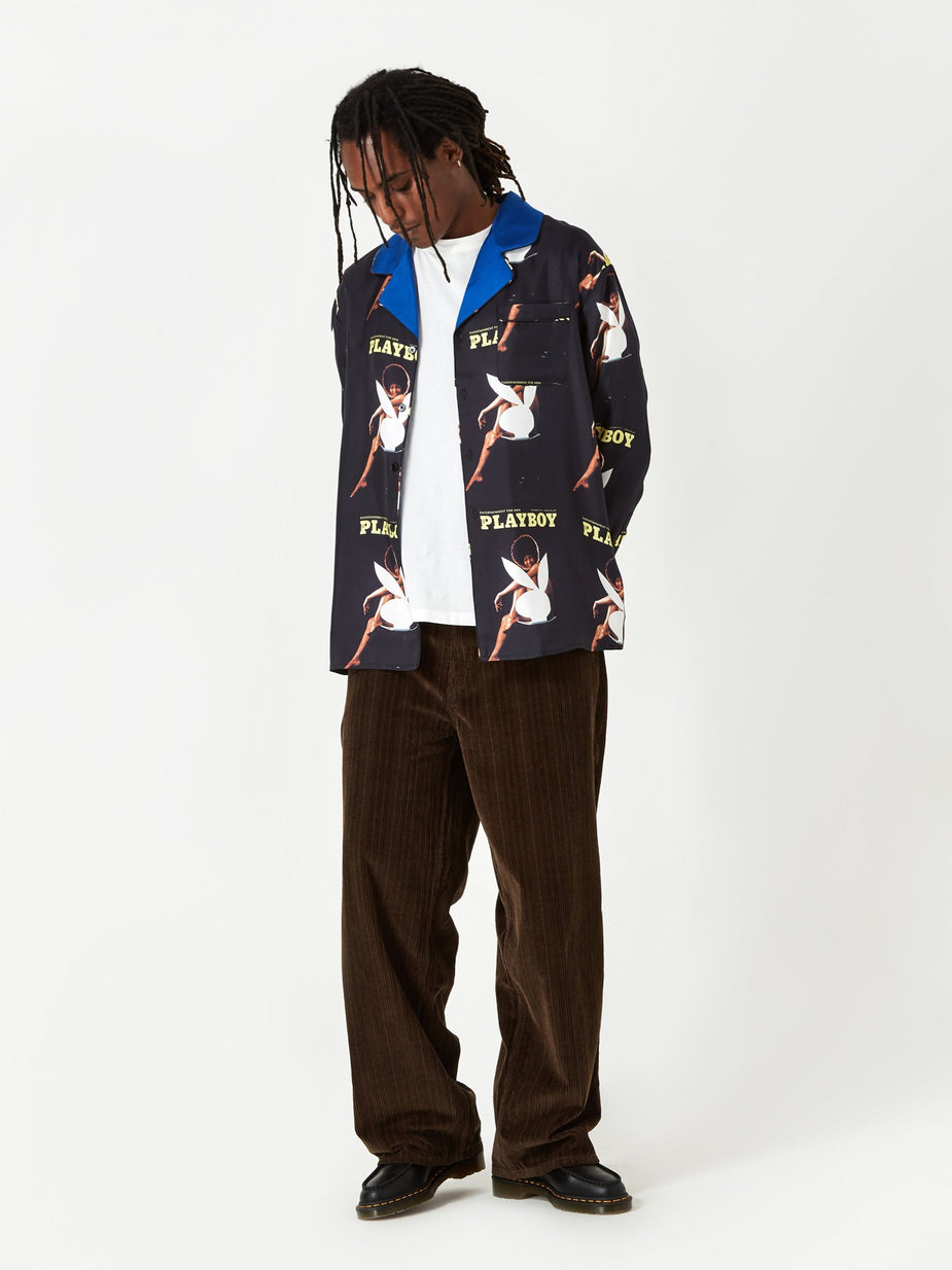Soulland Soulland x Playboy Jean Silk Shirt - Navy - Blue
