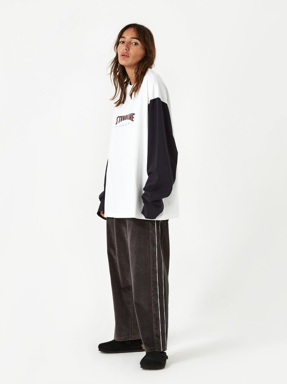 Stand Alone Stand Alone Contrast Longsleeve T-Shirt - White/Navy - White