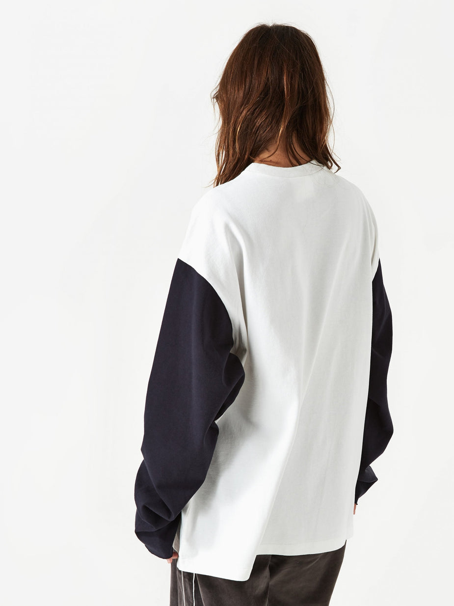 Stand Alone Stand Alone Contrast Longsleeve T-Shirt - White/Navy - White