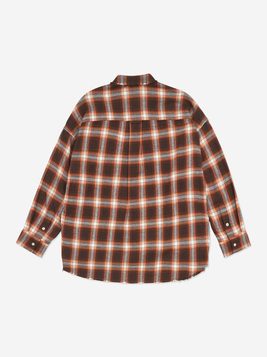 Stand Alone Stand Alone Oversized Check Shirt - Orange - Orange