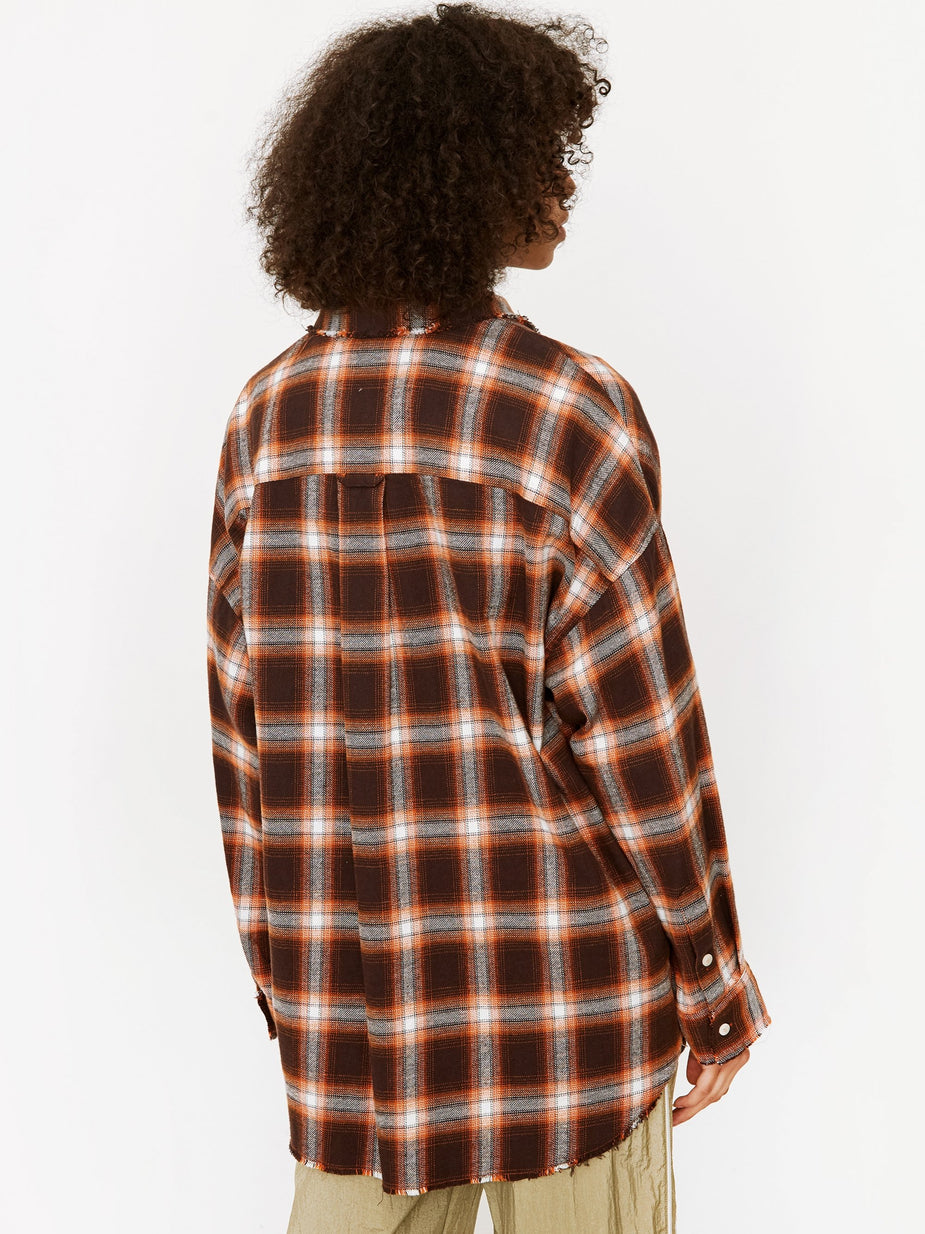Stand Alone Stand Alone Oversized Check Shirt - Orange - Orange