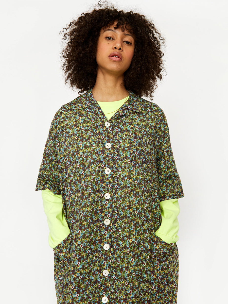 Stand Alone Stand Alone Oversized Print Shirt Dress - Green - Green