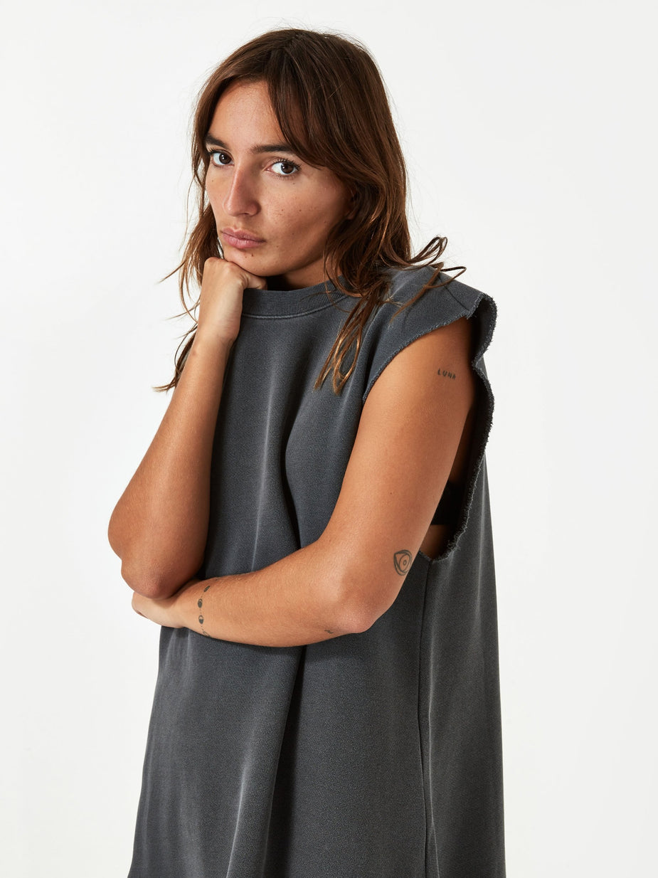 Stand Alone Stand Alone Sleeveless Pigment Dye T-Shirt Dress - Grey - Grey