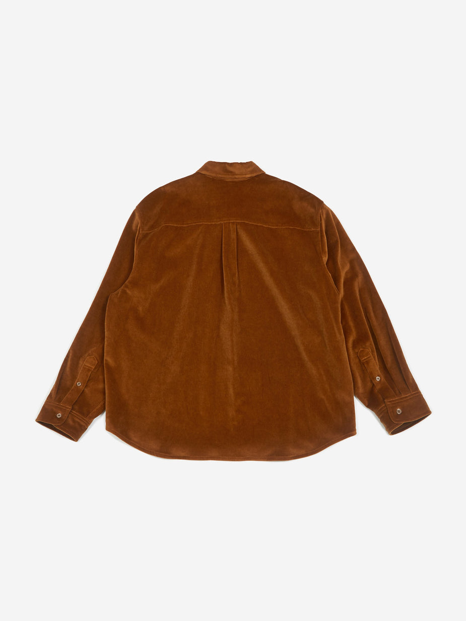 Stand Alone Stand Alone Velvet Loose Shirt - Brown - Brown