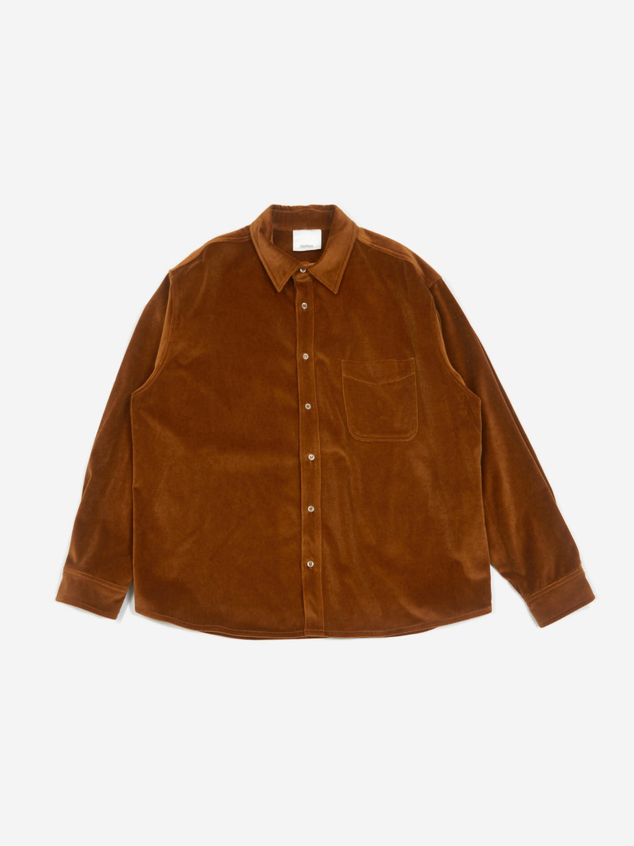 Stand Alone Stand Alone Velvet Loose Shirt - Brown - Brown