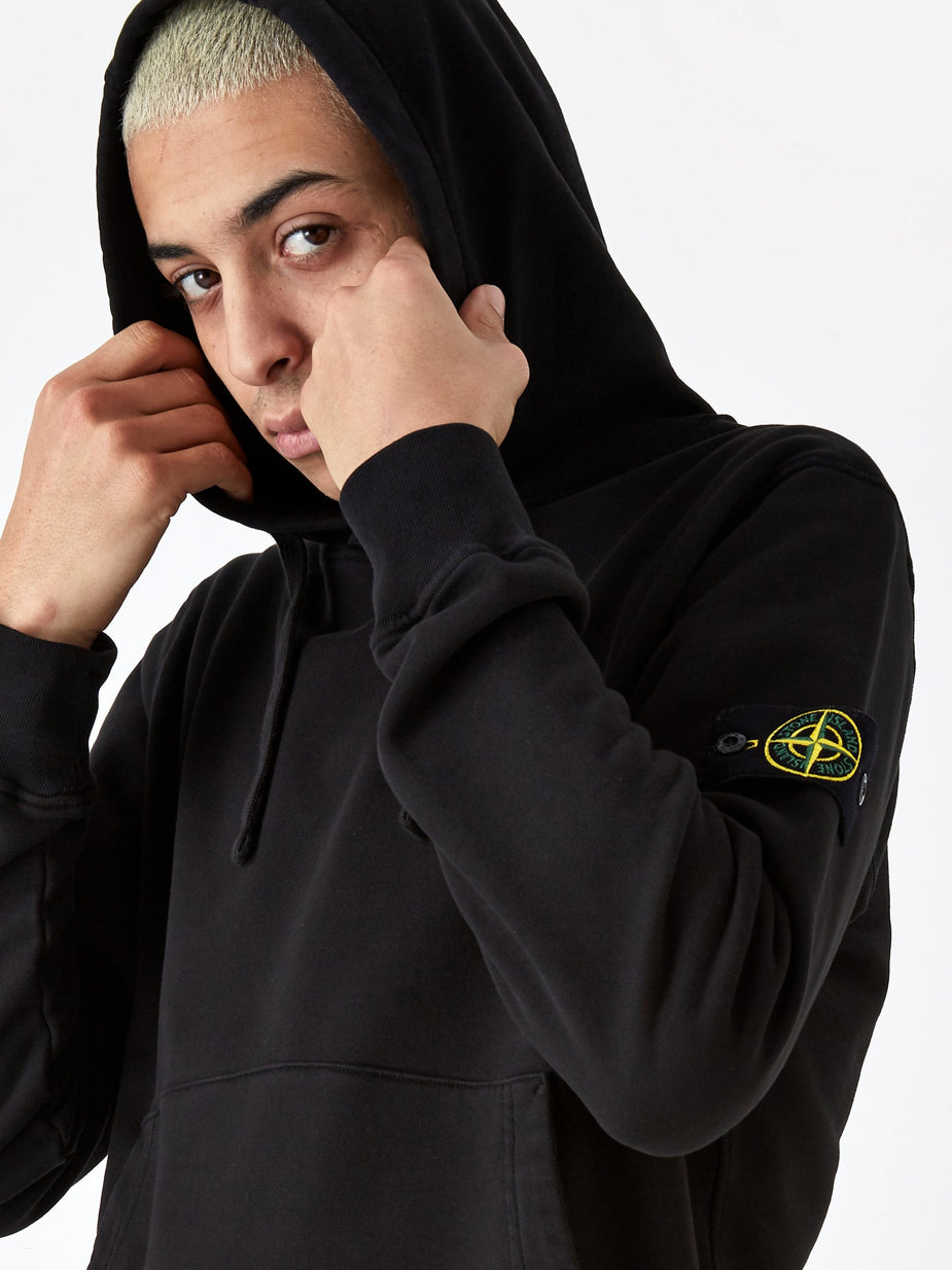 Stone Island Stone Island Cotton Fleece Garment Dyed Sweatshirt - Black - Black