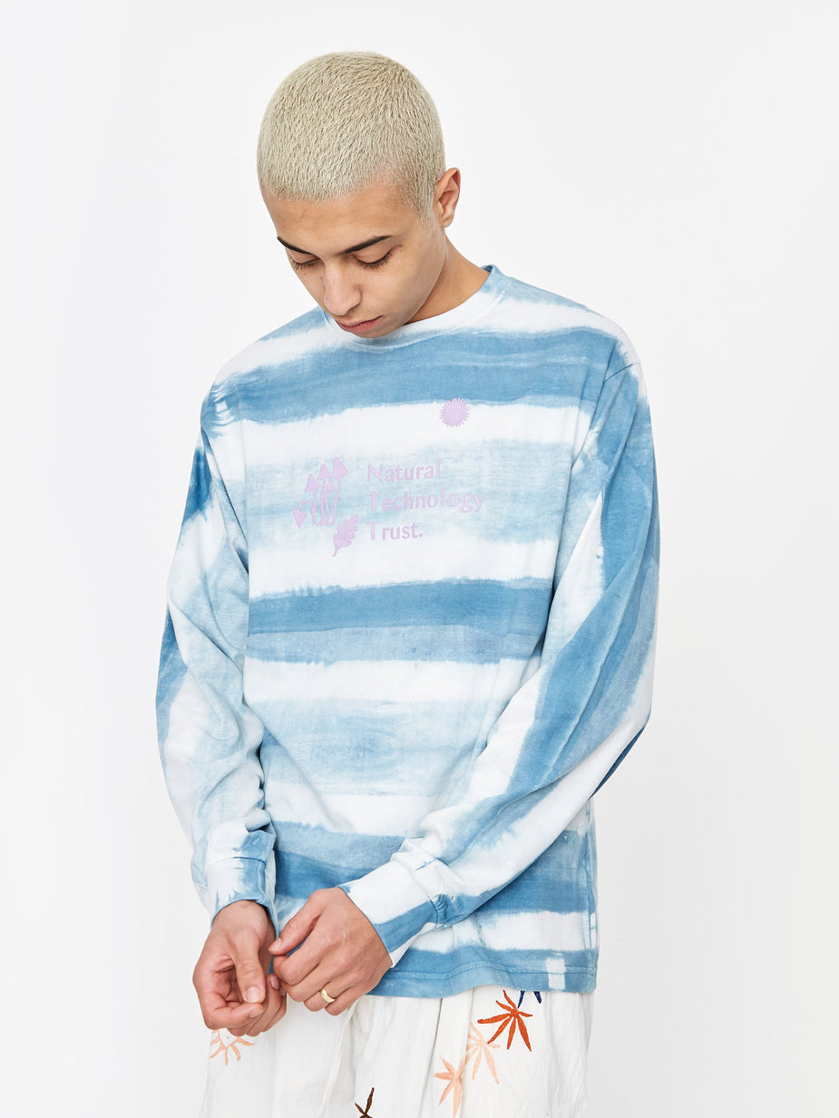 STORY mfg. STORY mfg. Grateful Longsleeve T-Shirt - Indigo Stripe - Blue