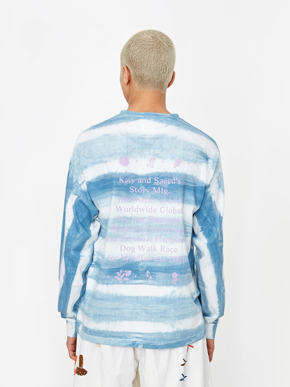 STORY mfg. STORY mfg. Grateful Longsleeve T-Shirt - Indigo Stripe - Blue