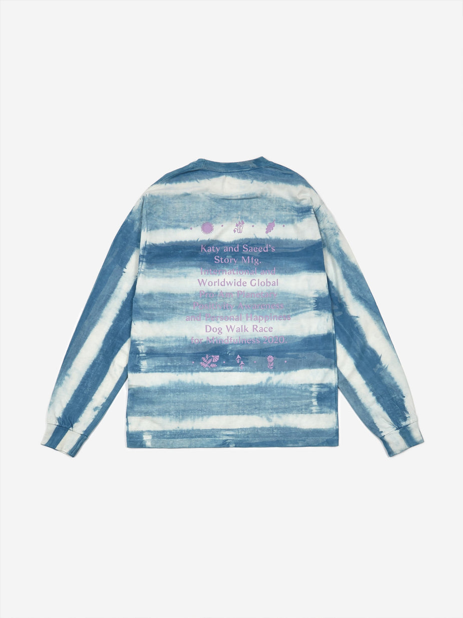 STORY mfg. STORY mfg. Grateful Longsleeve T-Shirt - Indigo Stripe - Blue