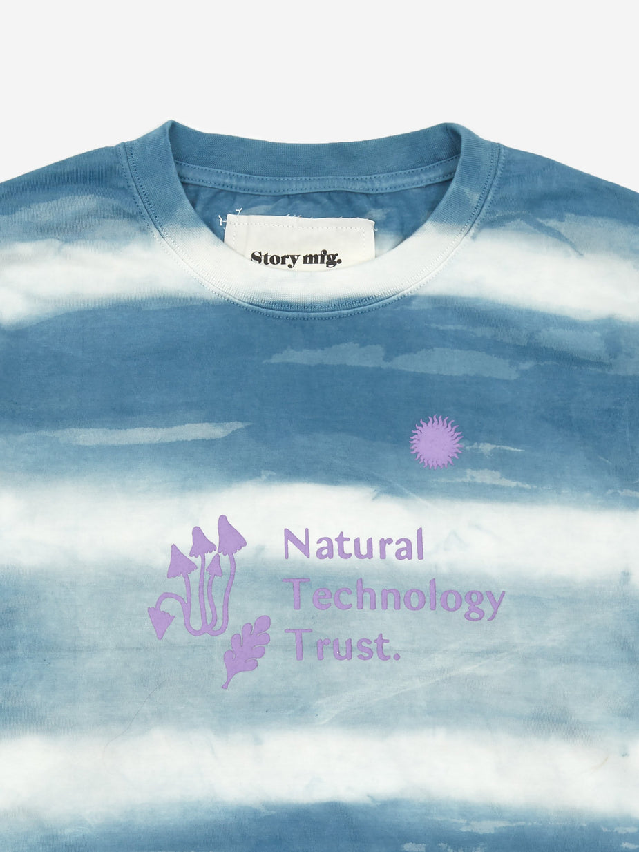 STORY mfg. STORY mfg. Grateful Longsleeve T-Shirt - Indigo Stripe. - Blue