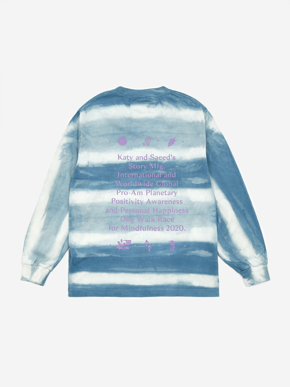 STORY mfg. STORY mfg. Grateful Longsleeve T-Shirt - Indigo Stripe. - Blue