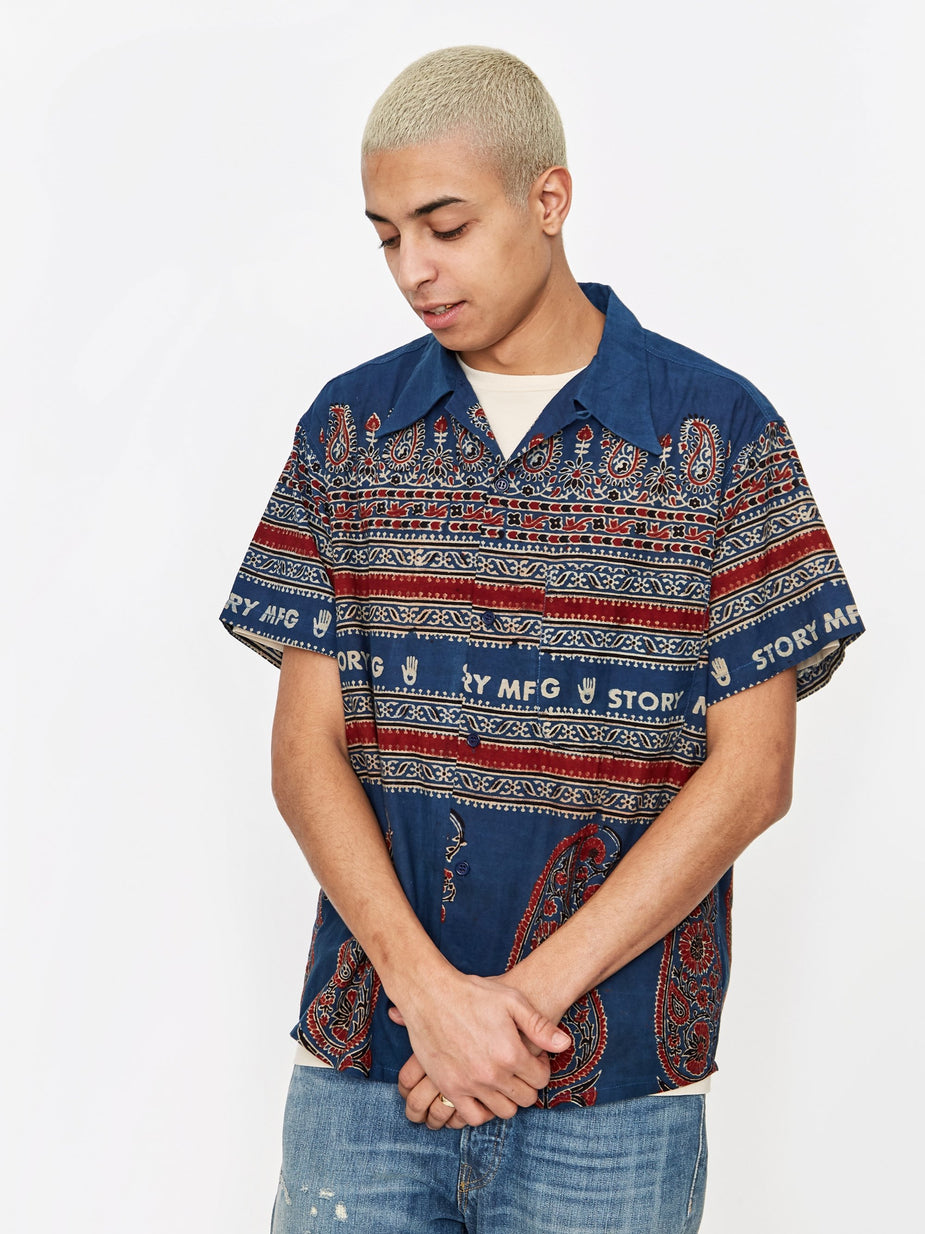 STORY mfg. STORY mfg. Shore Shirt - Indigo Bootleg Block - Blue