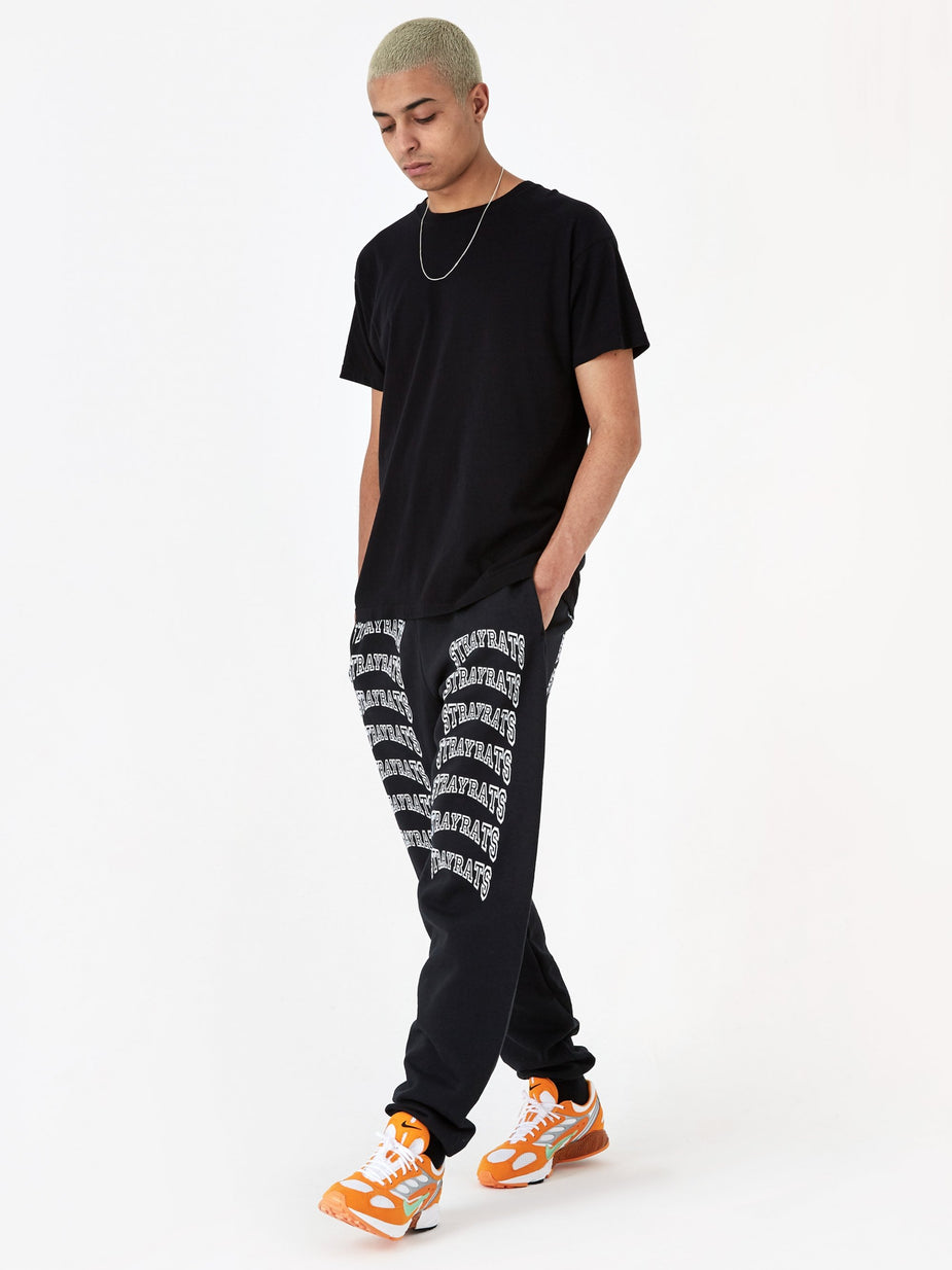 Stray Rats Stray Rats College Arch Logo Sweatpant - Black - Black