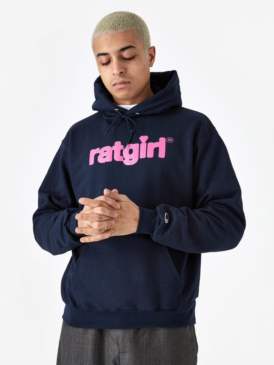 Stray Rats Stray Rats Ratgirl Heart Hooded Sweatshirt - Navy - Blue