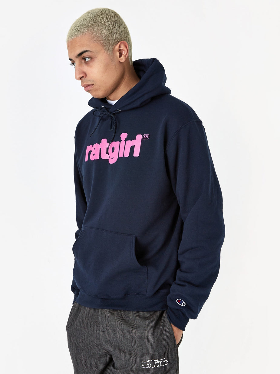 Stray Rats Stray Rats Ratgirl Heart Hooded Sweatshirt - Navy - Blue