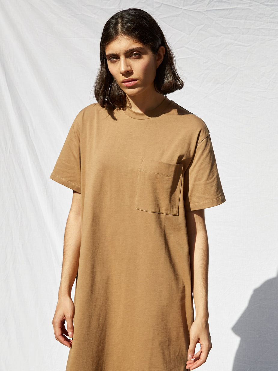 Studio Nicholson Studio Nicholson Shortsleeve Jersey Dress - Tan - Orange