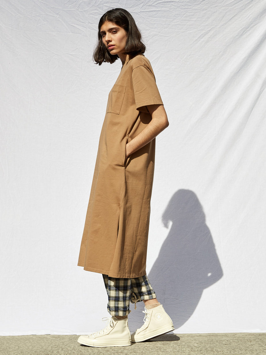Studio Nicholson Studio Nicholson Shortsleeve Jersey Dress - Tan - Orange