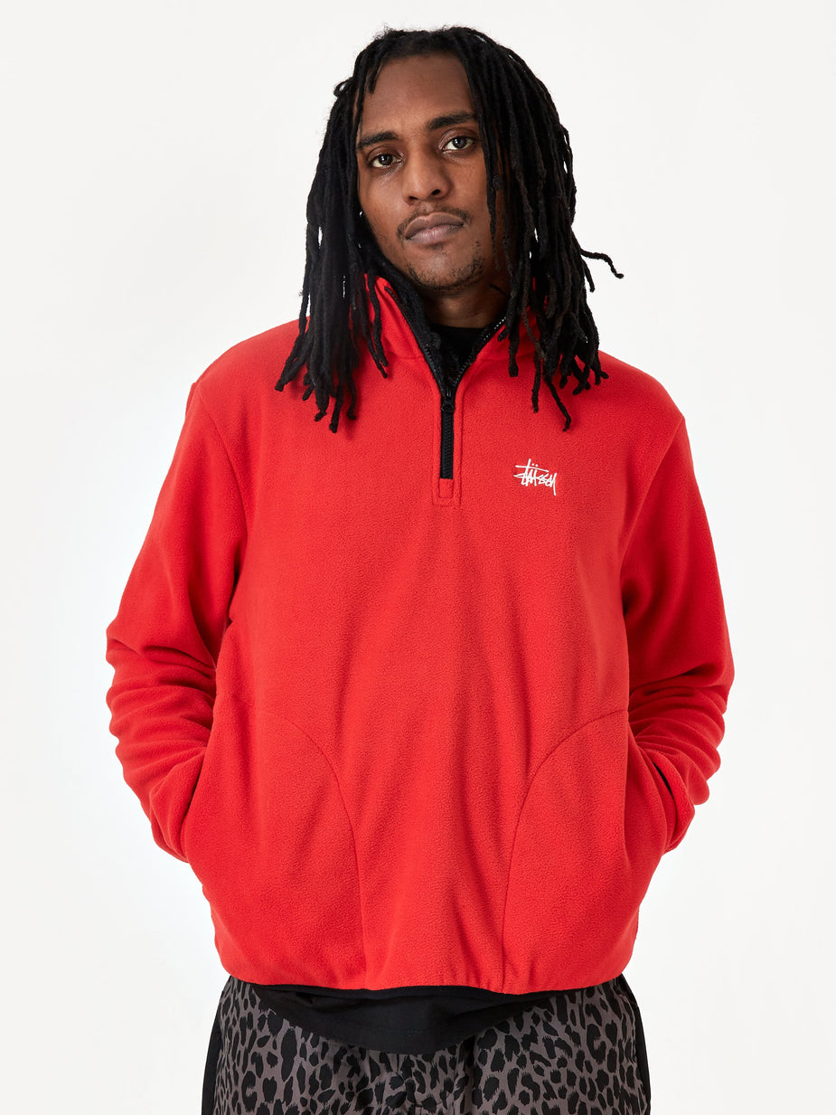 Stussy Stussy Basic Polar Fleece Mock Neck Top - Red - Red