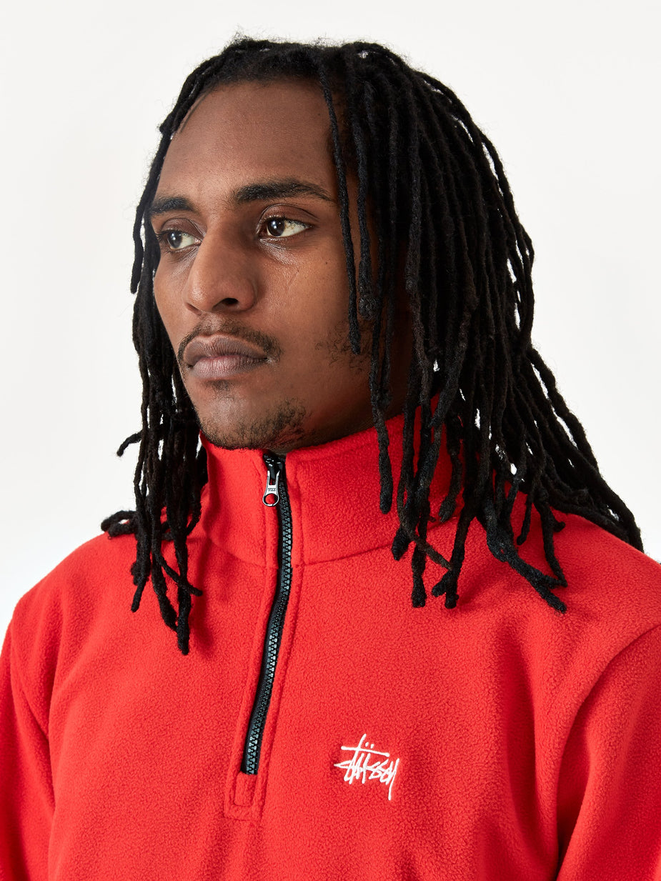 Stussy Stussy Basic Polar Fleece Mock Neck Top - Red - Red