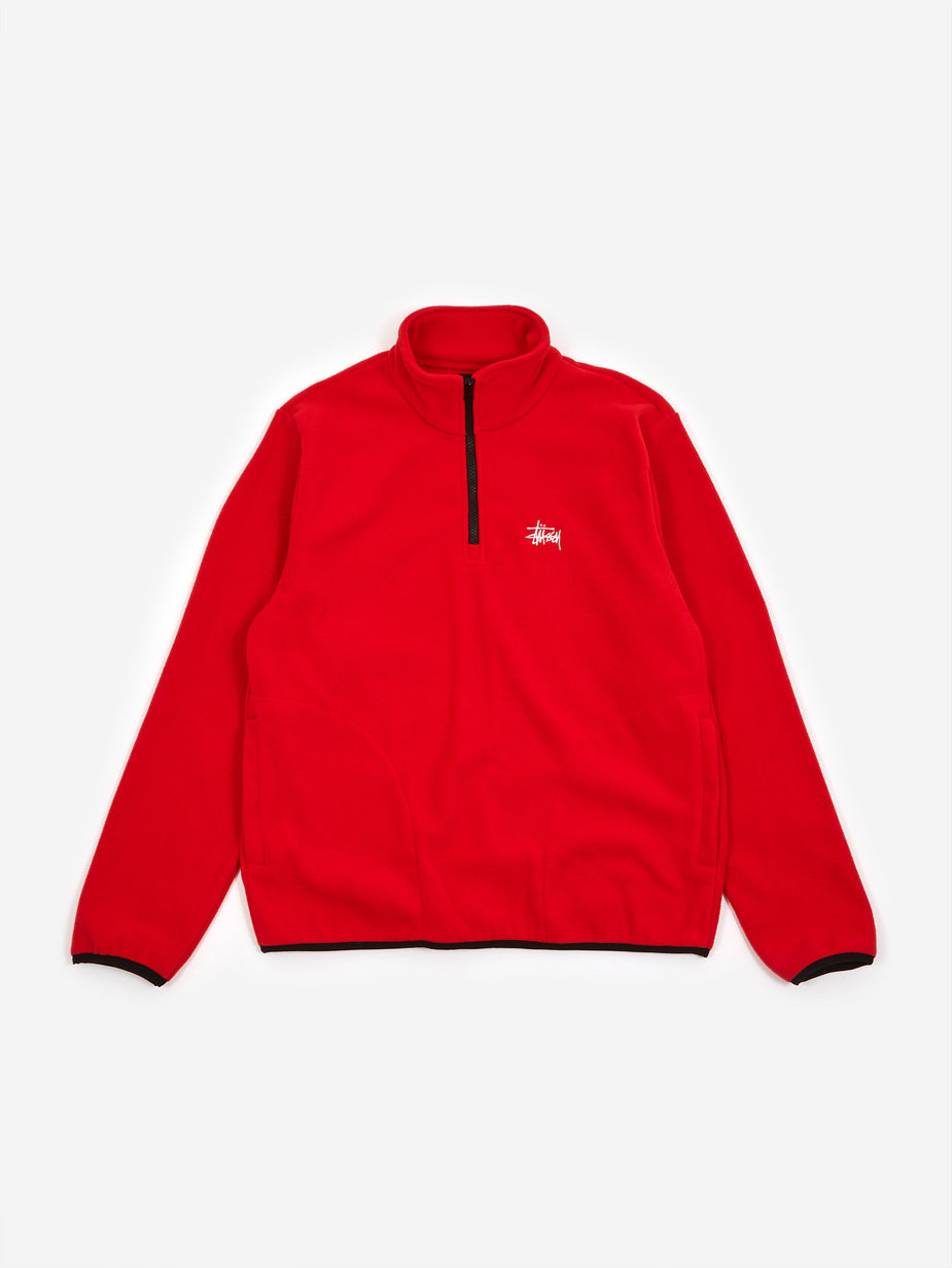 Stussy Stussy Basic Polar Fleece Mock Neck Top - Red - Red