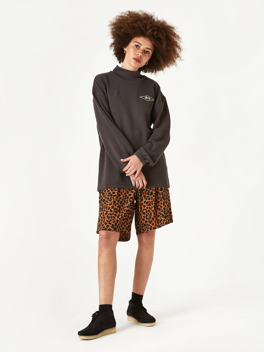 Stussy Stussy Benton Longsleeve Terry Mock Neck Top - Charcoal - Grey