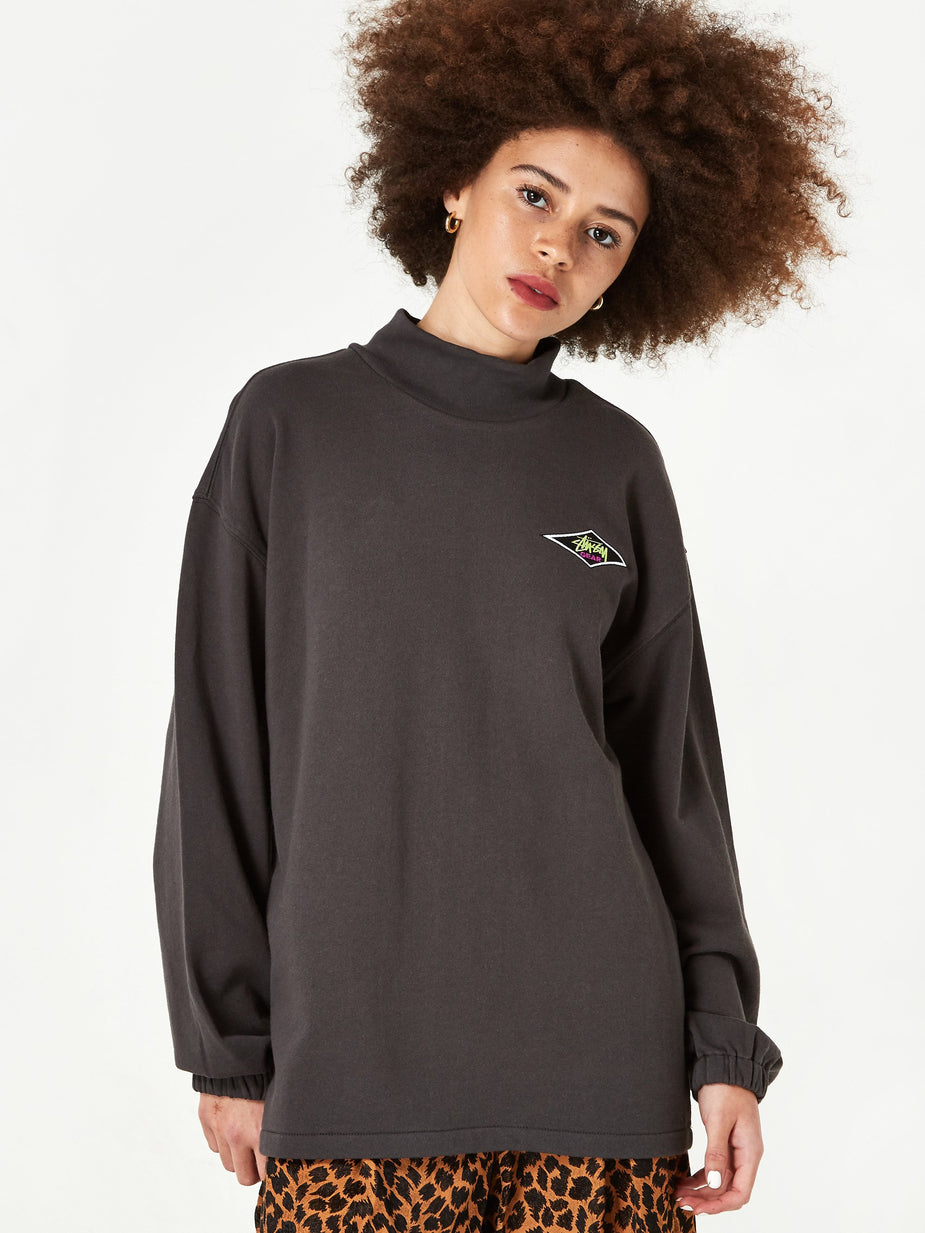 Stussy Stussy Benton Longsleeve Terry Mock Neck Top - Charcoal - Grey