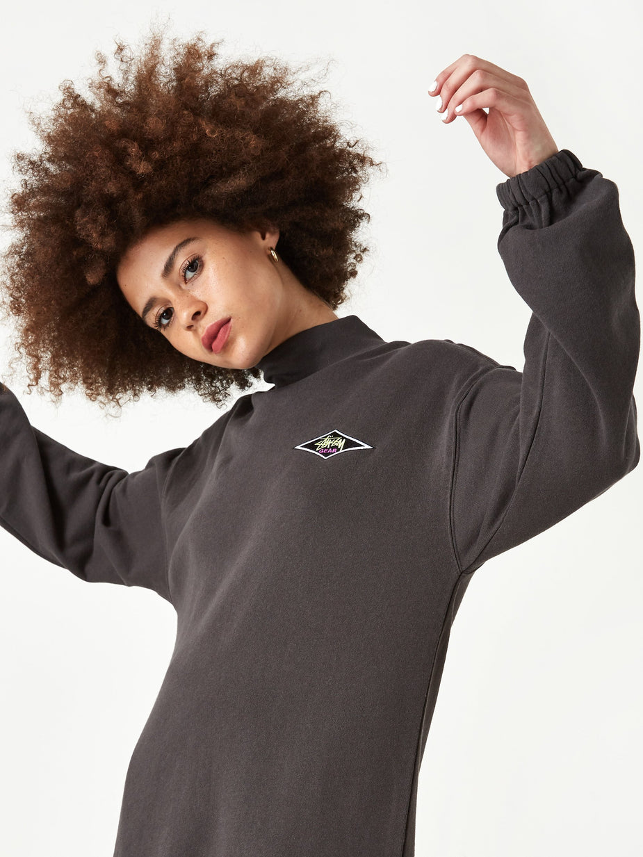 Stussy Stussy Benton Longsleeve Terry Mock Neck Top - Charcoal - Grey
