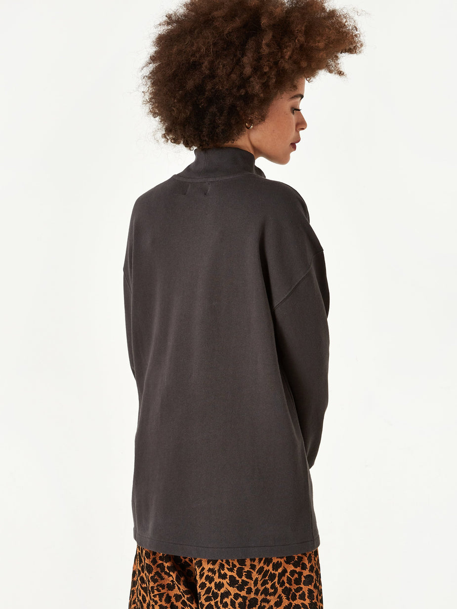 Stussy Stussy Benton Longsleeve Terry Mock Neck Top - Charcoal - Grey