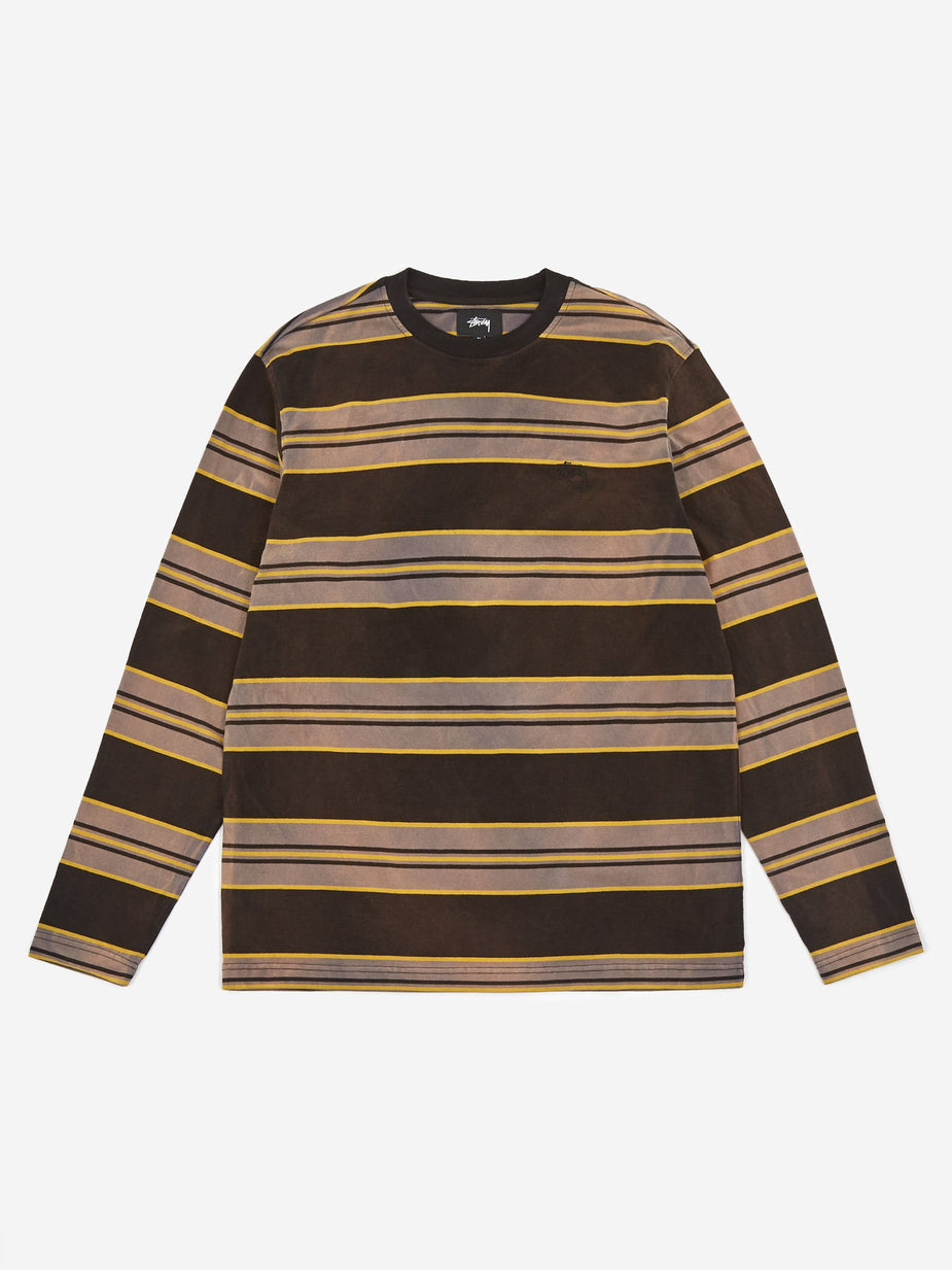 Stussy Stussy Bleach Stripe Longsleeve Crewneck T-Shirt - Black - Black