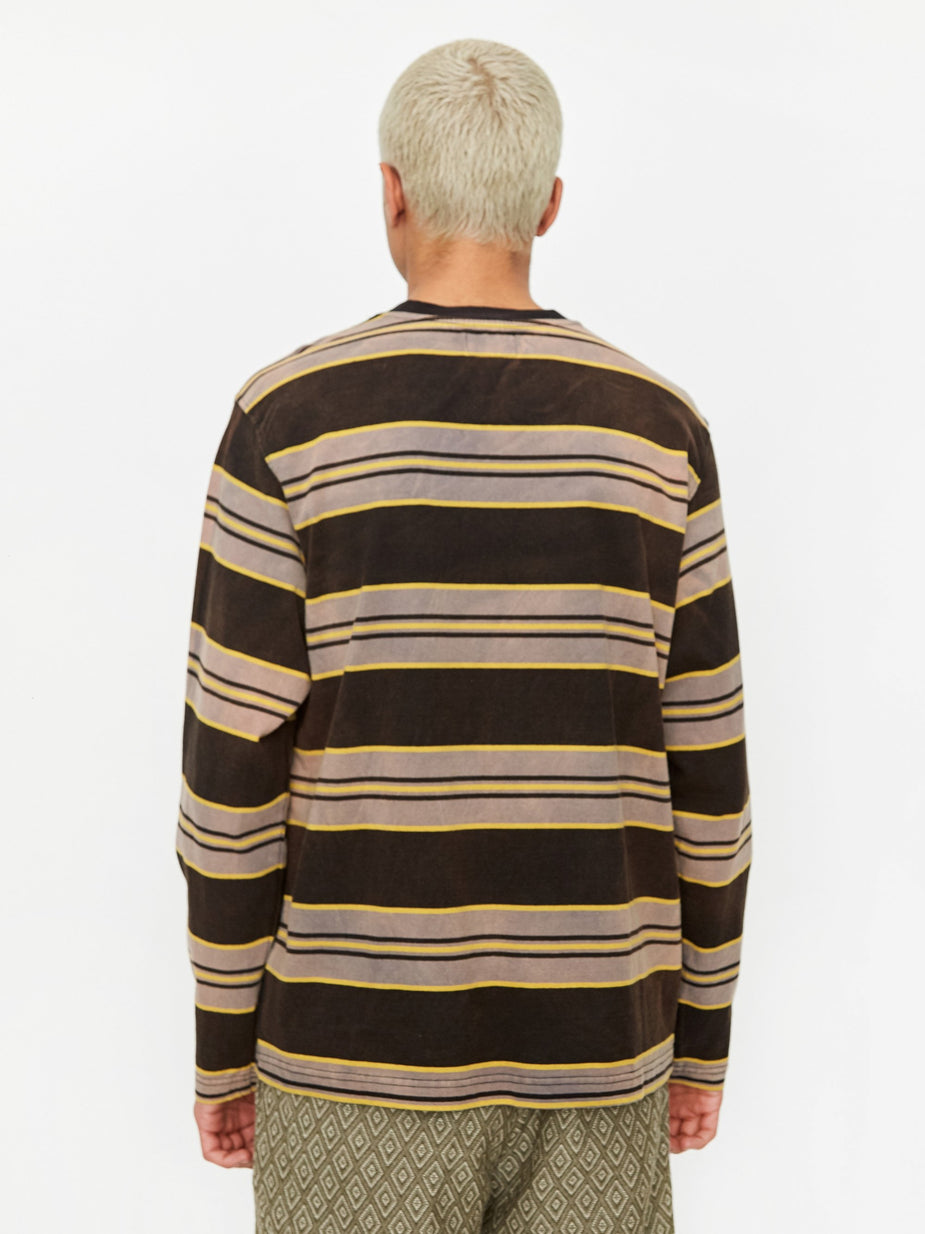 Stussy Stussy Bleach Stripe Longsleeve Crewneck T-Shirt - Black - Black