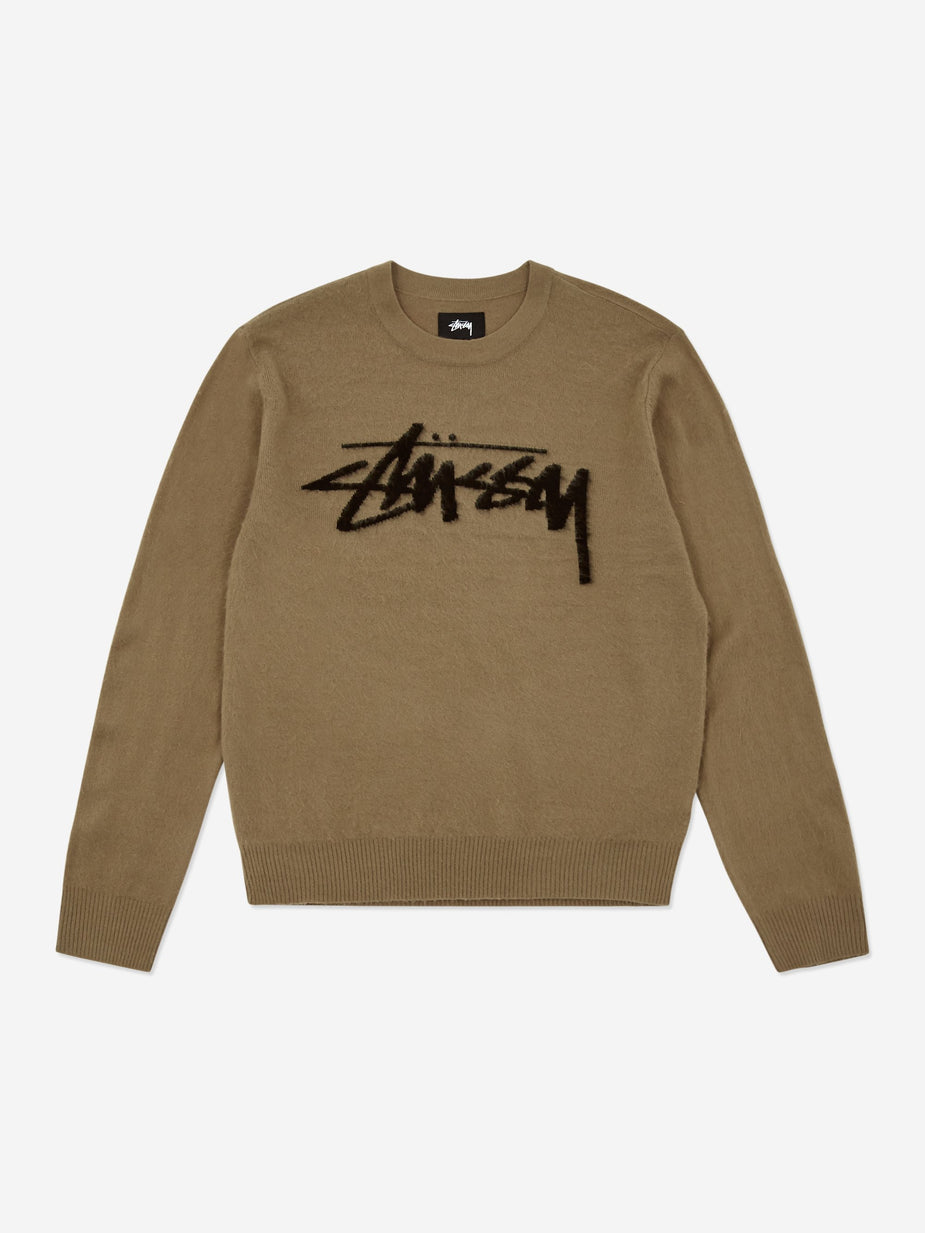 Stussy Stussy Brushed Out Logo Knit Jumper - Taupe - Neutrals