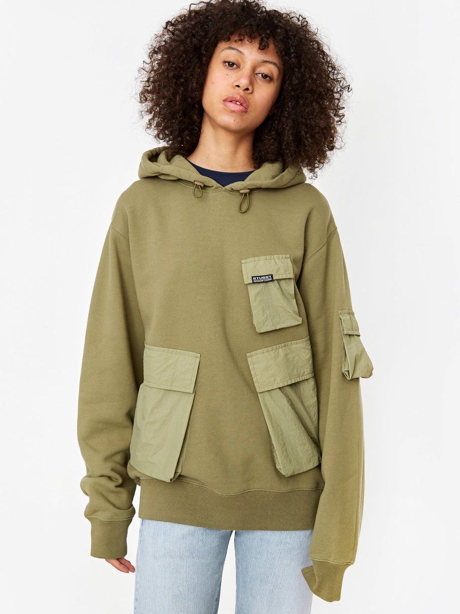 Stussy Stussy Cargo Fleece Hoodie - Khaki - Neutrals