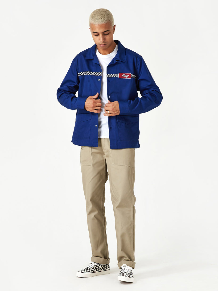 Stussy Stussy Checker Work Longsleeve Shirt - Blue - Blue