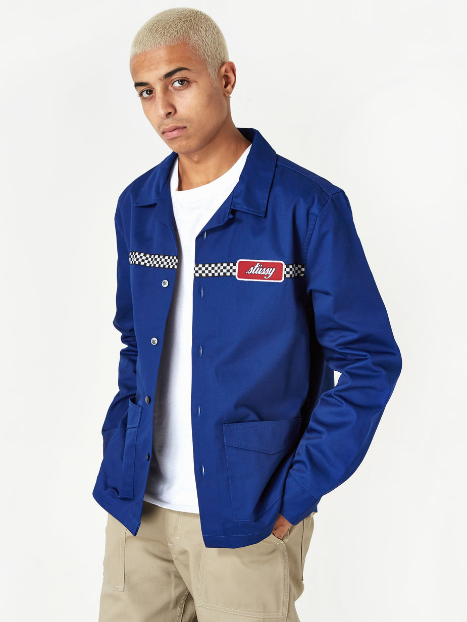 Stussy Stussy Checker Work Longsleeve Shirt - Blue - Blue