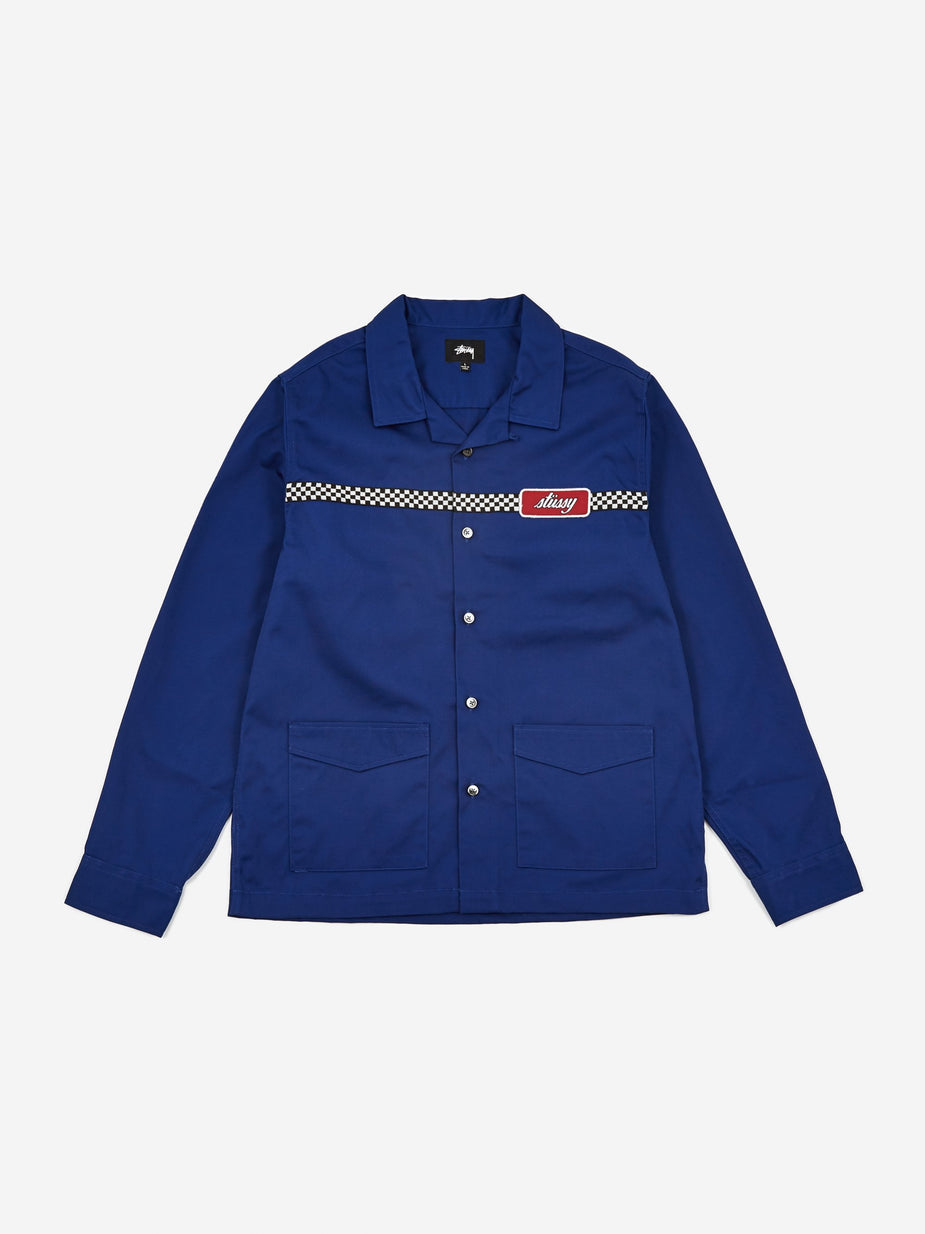 Stussy Stussy Checker Work Longsleeve Shirt - Blue - Blue