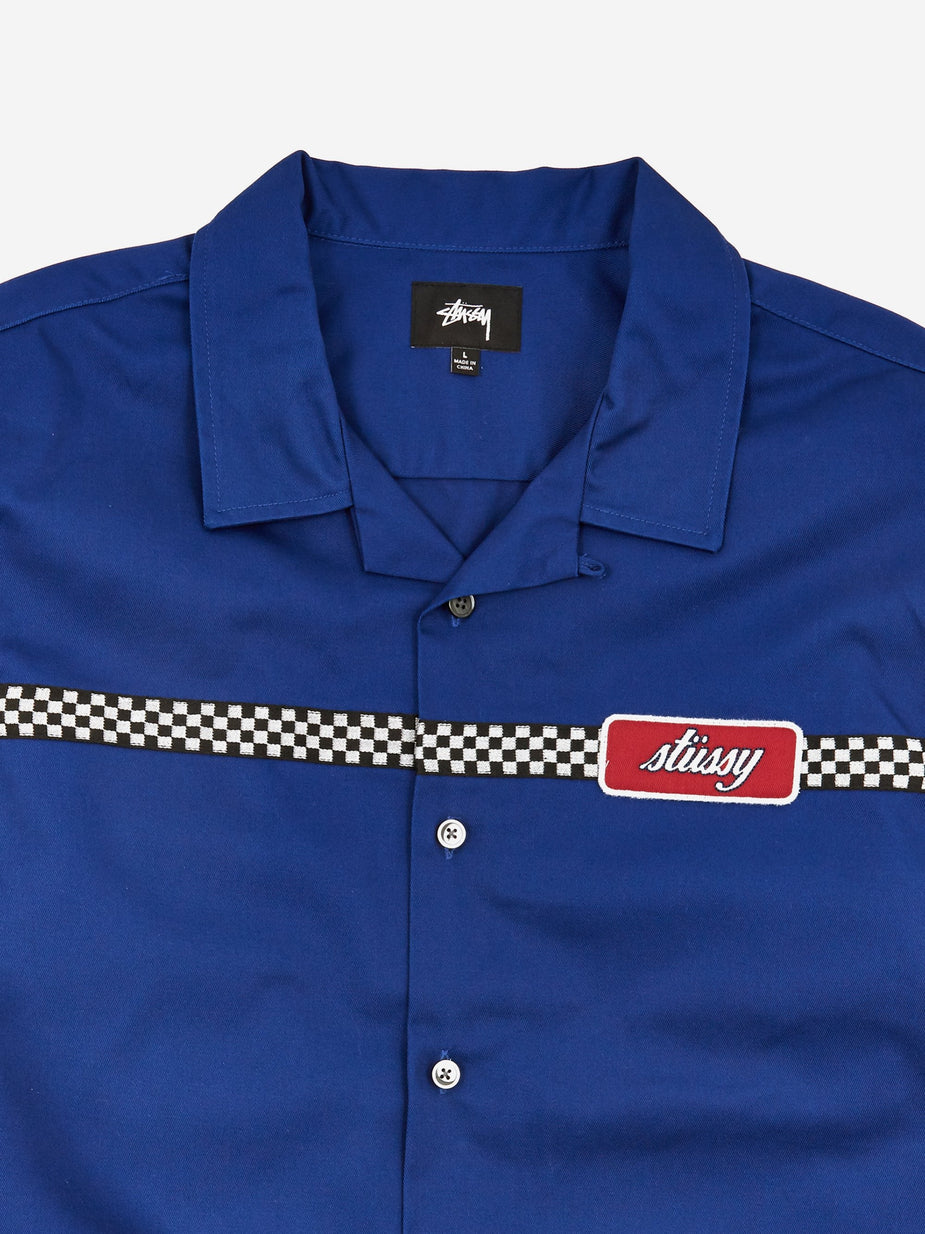 Stussy Stussy Checker Work Longsleeve Shirt - Blue - Blue