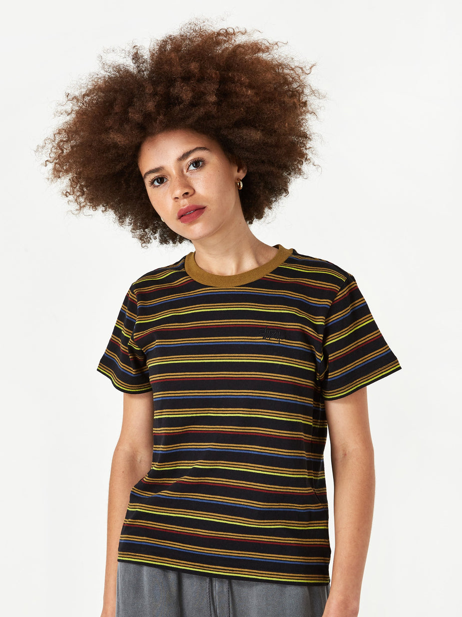 Stussy Stussy Cruz Stripe Cropped T-Shirt - Black - Black