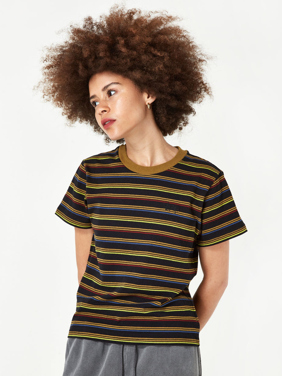 Stussy Stussy Cruz Stripe Cropped T-Shirt - Black - Black
