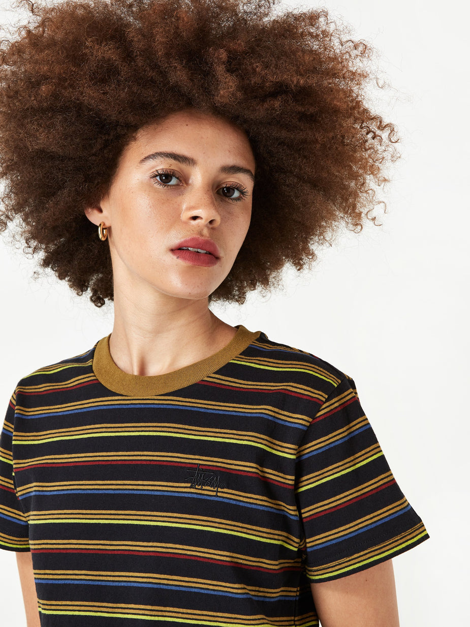 Stussy Stussy Cruz Stripe Cropped T-Shirt - Black - Black