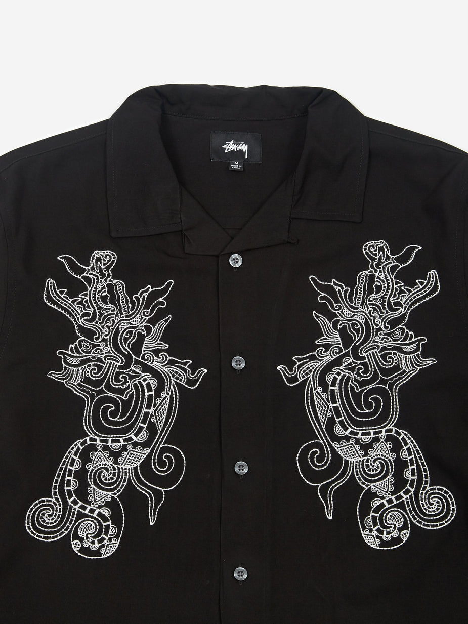 Stussy Stussy Embellished Dragon Longsleeve Shirt - Black - Black